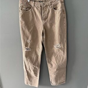 Tan High Rise Straight Jeans